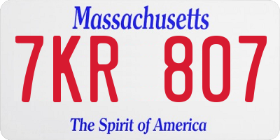 MA license plate 7KR807