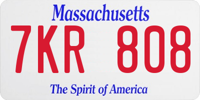 MA license plate 7KR808