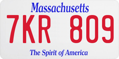MA license plate 7KR809