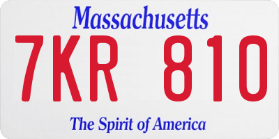 MA license plate 7KR810