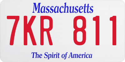 MA license plate 7KR811