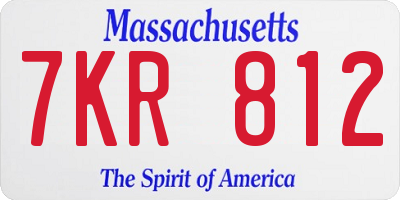 MA license plate 7KR812