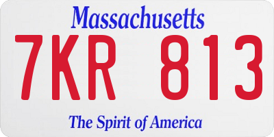 MA license plate 7KR813