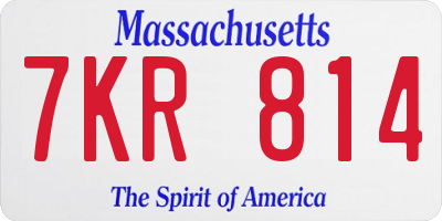 MA license plate 7KR814