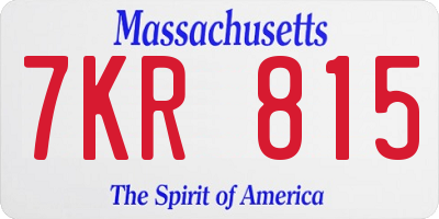 MA license plate 7KR815