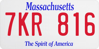 MA license plate 7KR816