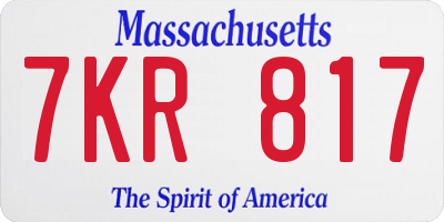 MA license plate 7KR817