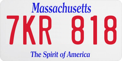 MA license plate 7KR818