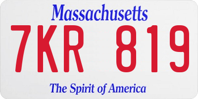 MA license plate 7KR819