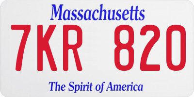 MA license plate 7KR820