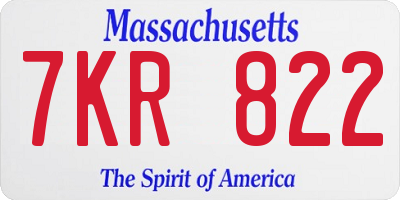 MA license plate 7KR822