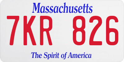 MA license plate 7KR826