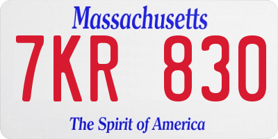 MA license plate 7KR830