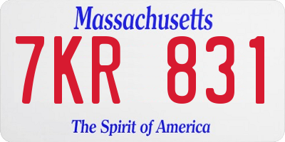 MA license plate 7KR831