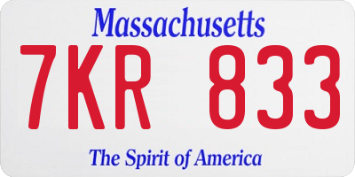 MA license plate 7KR833