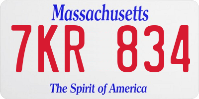 MA license plate 7KR834