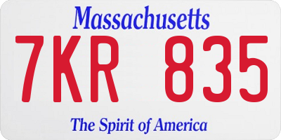MA license plate 7KR835