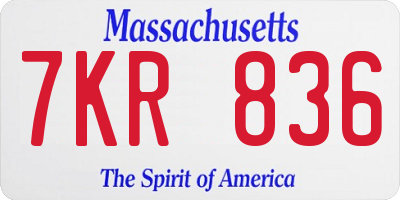 MA license plate 7KR836