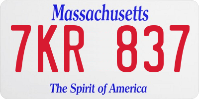 MA license plate 7KR837