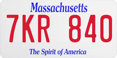 MA license plate 7KR840