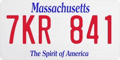 MA license plate 7KR841