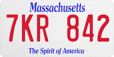 MA license plate 7KR842