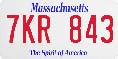 MA license plate 7KR843