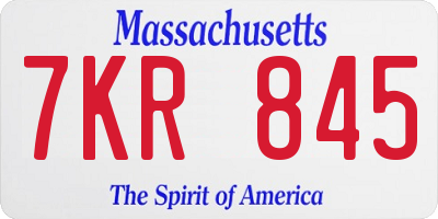 MA license plate 7KR845