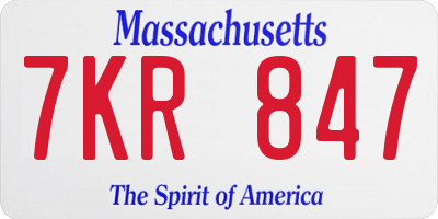 MA license plate 7KR847
