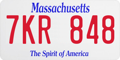 MA license plate 7KR848