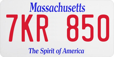 MA license plate 7KR850