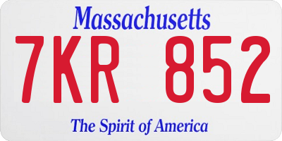 MA license plate 7KR852