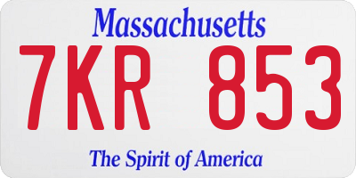 MA license plate 7KR853