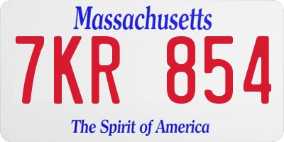 MA license plate 7KR854
