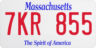 MA license plate 7KR855