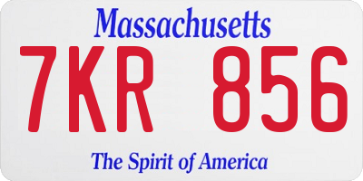 MA license plate 7KR856