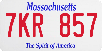 MA license plate 7KR857