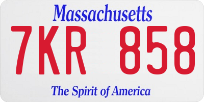 MA license plate 7KR858