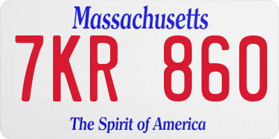 MA license plate 7KR860