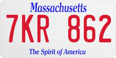 MA license plate 7KR862
