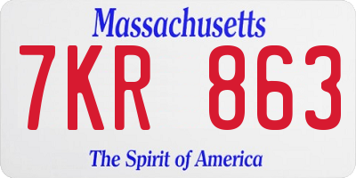 MA license plate 7KR863