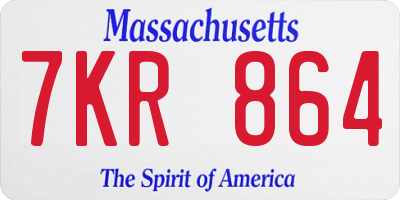 MA license plate 7KR864
