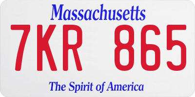 MA license plate 7KR865