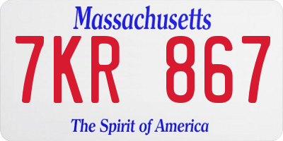 MA license plate 7KR867