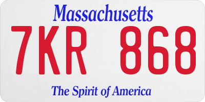 MA license plate 7KR868
