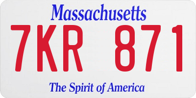 MA license plate 7KR871