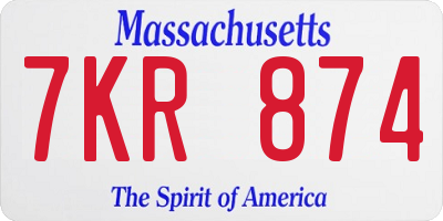 MA license plate 7KR874