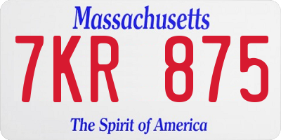 MA license plate 7KR875