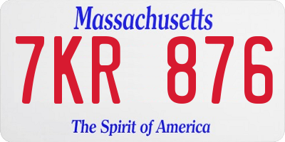 MA license plate 7KR876