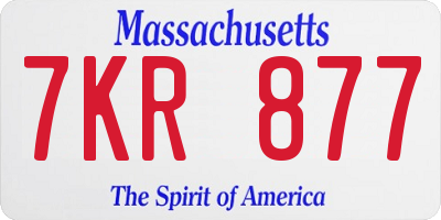MA license plate 7KR877
